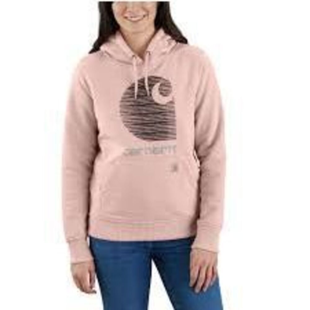 Carhartt Womens Rain Defender Relaxed Fit Hoodie Sz L Ash Rose